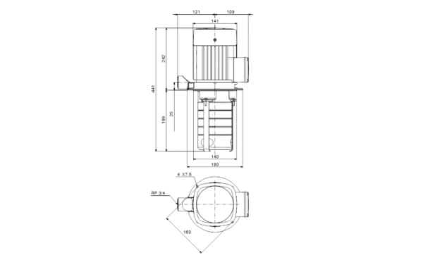Bản vẽ máy bơm chìm Gundfos MTH 8-3/3-1